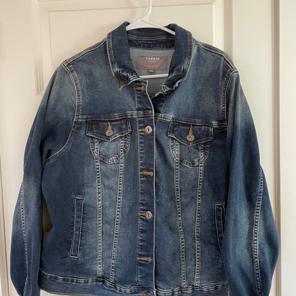 Torrid Denim Jacket With Original Patchwork Panel - image 4
